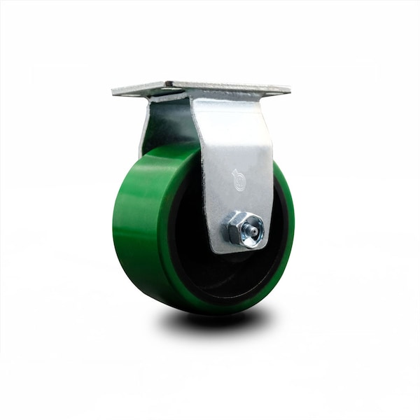 4 Inch Green Poly on Cast Iron Wheel Rigid Caster with Ball Bearing SCC